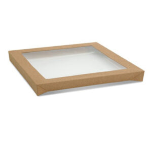 Catering Tray Lid PET Window - Kraft - Medium Square