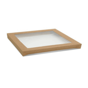 Catering Tray Lid PET Window - Kraft - Large Square