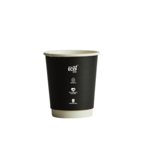 Compostable Coffee Cup Doublewall - Black - 8oz Squat - Truly Eco