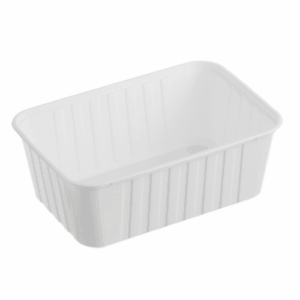 Rectangle Ribbed Container - White - 1000ml