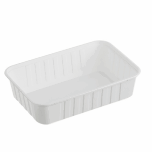 Rectangle Ribbed Container - White - 750ml
