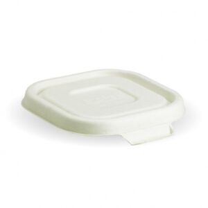 Sugarcane Lid For 280-630ml Biocane Square Base - White