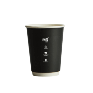 Compostable Coffee Cup Doublewall - Black - 12oz - Truly Eco