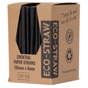 Paper Drinking Straw Cocktail - Black - 12/5.5