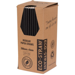 Paper Drinking Straw Regular Black - 20/6
