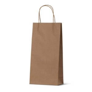 2 Bottle Bag Brown Paper Twist Handle
