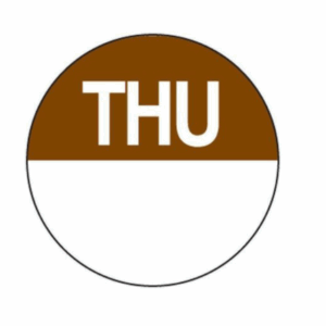 Day Dots Round - Thursday - 25mm - 1000 per Roll