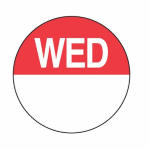 Day Dots Round - Wednesday - 25mm - 1000 per Roll