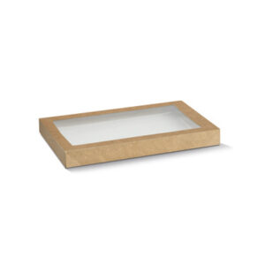 Catering Tray Lid PET Window - Kraft - Small