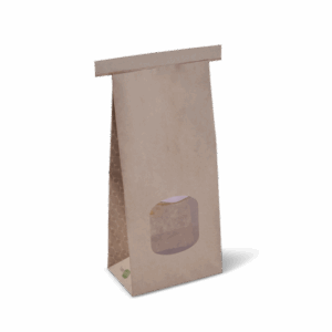 SOS Retail Bag with Window & Tin Tie - Brown - 500g