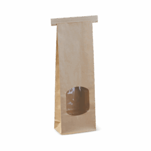 SOS Retail Bag with Window & Tin Tie -Brown - 250g