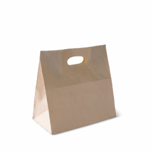 Takeaway Small D-Cut Handle Brown Bag 100Gsm - 28x28cm+15cm