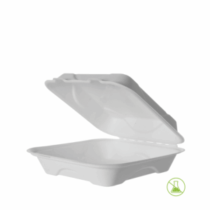 Vanguard Sugarcane Square Dinner Clamshell 9'' x 9'' x 3''  - White