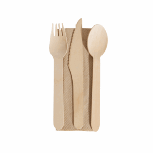 Wooden Cutlery Combo Knife, Fork, Spoon & Napkin Set