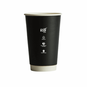Compostable Coffee Cup Doublewall - Black - 16oz - Truly Eco