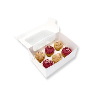 6 Cup Cake Mini Box With Window + Insert