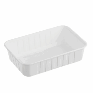 Rectangle Ribbed Container - White - 680ml